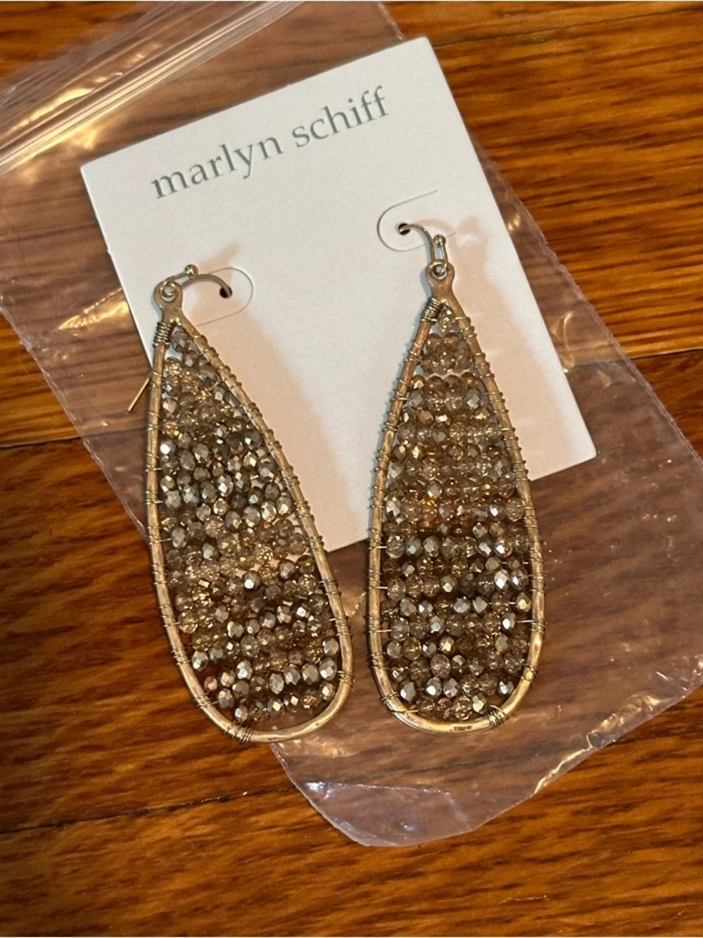 Marlyn Shiff Gold Teardrop Filigree Dangle Earrings - Women Jewelry